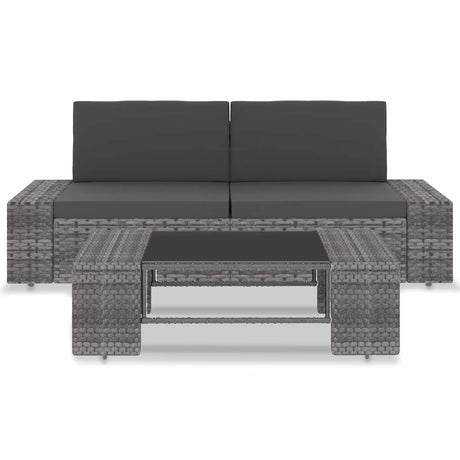 Vidaxl 3-delige loungeset poly rattan grijs