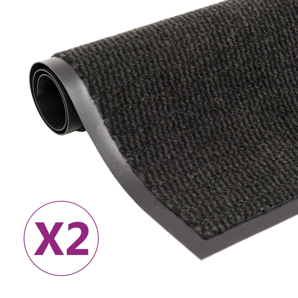 Vidaxl droogloop tappetini 2 St rettangolare trapuntato 60x90 cm nero