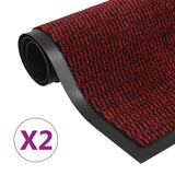 VIDAXL DROOGLOOP MATS 2 PC RETTANGULAR TUFTED 80X120 CM RED