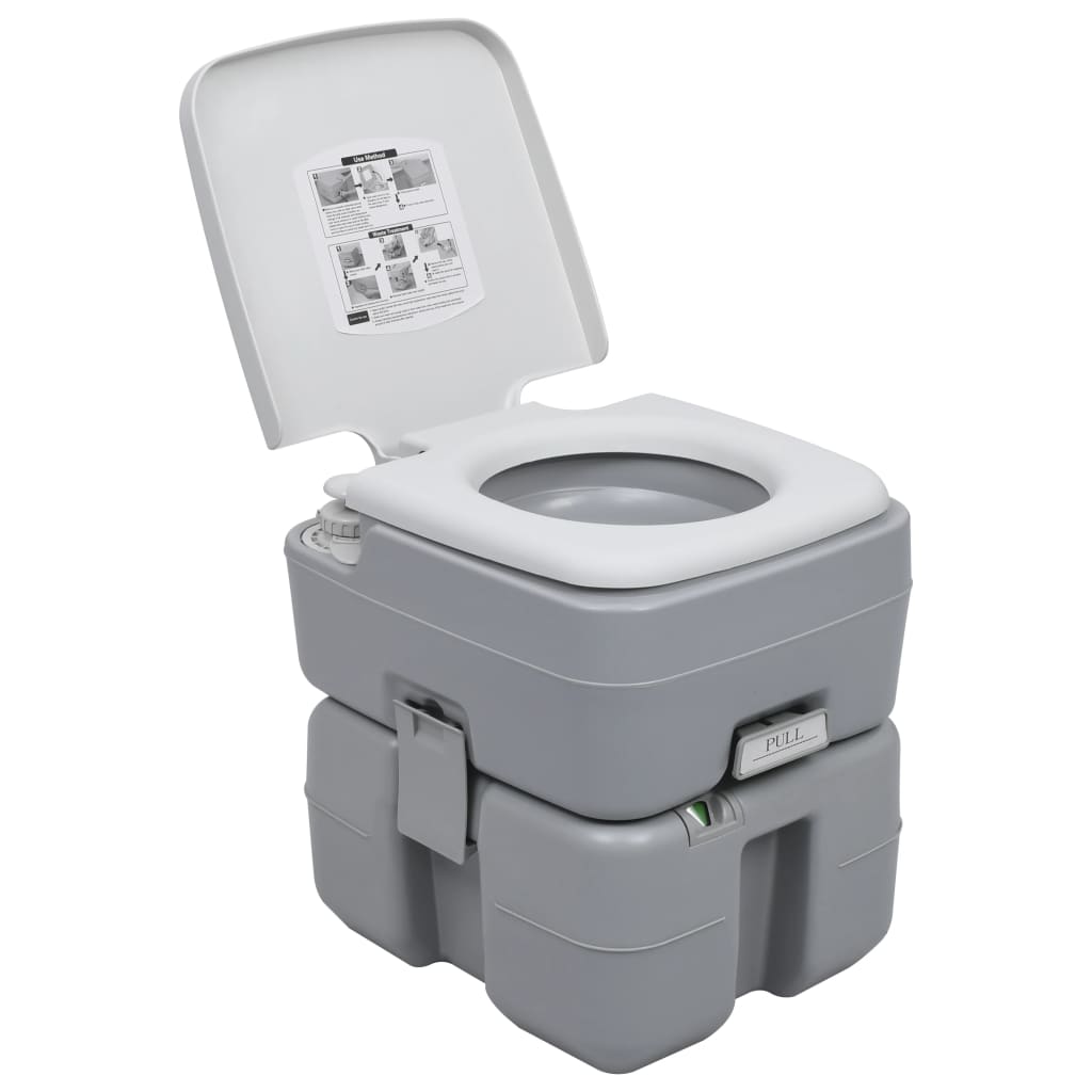 Vidaxl Camps Toilette tragbar 20 + 10 l Grau