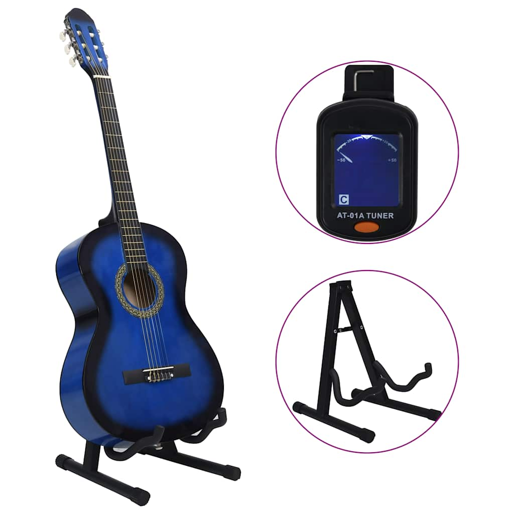 Vidaxl 12-teiliges Gitarrenset klassischer Anfänger 4 4 39 Blau