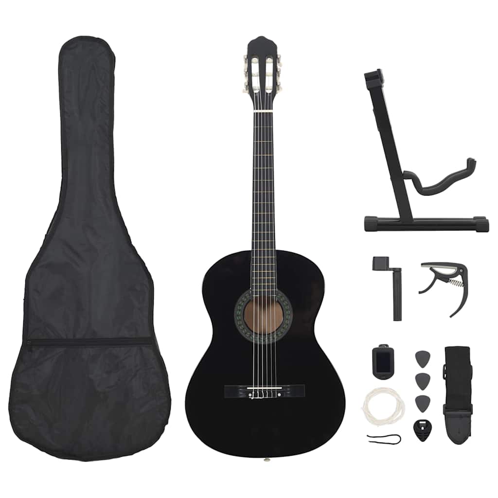 Vidaxl 12-teilige Gitarrenset Klassiker Anfänger 4 4 39 Schwarz
