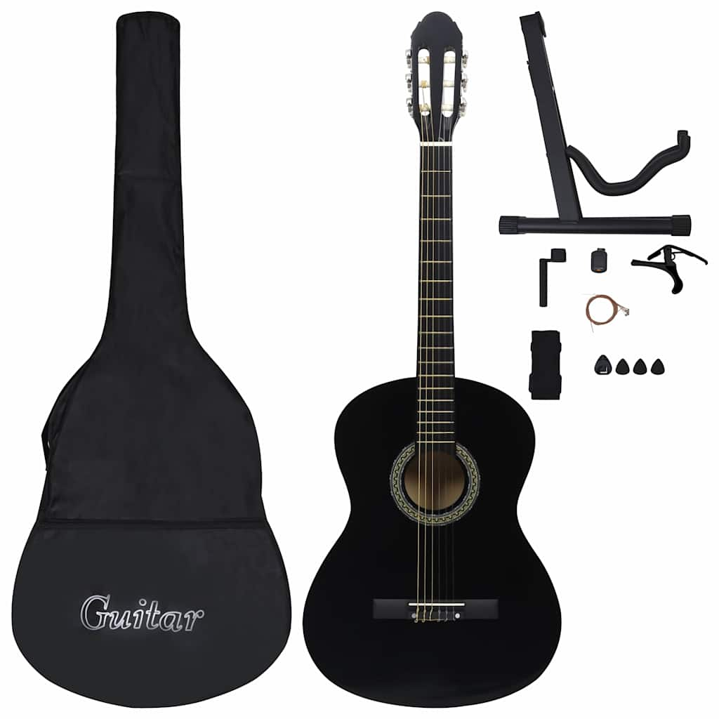 Vidaxl 12-teilige Gitarrenset Klassiker Anfänger 4 4 39 Schwarz