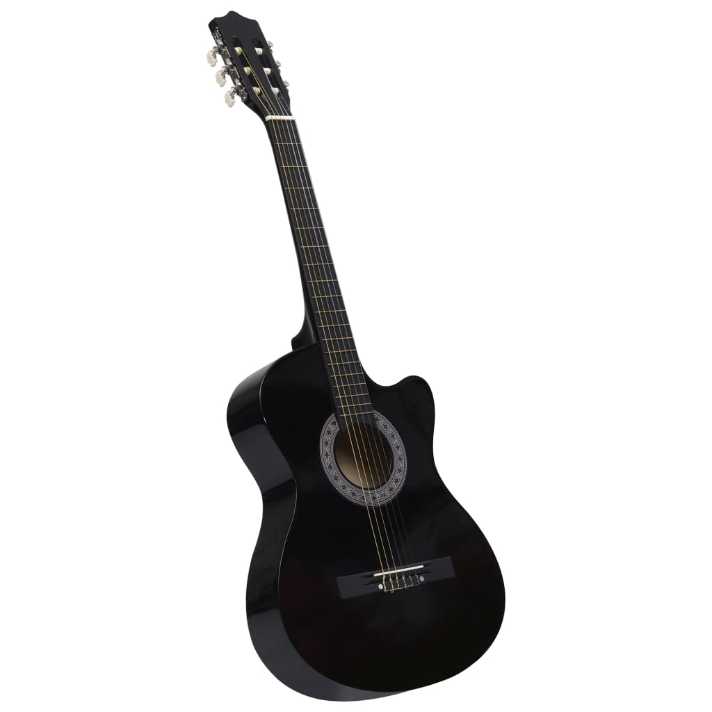 Vidaxl Guitar Cutaway s 6 Strings Western Classic 38 Black