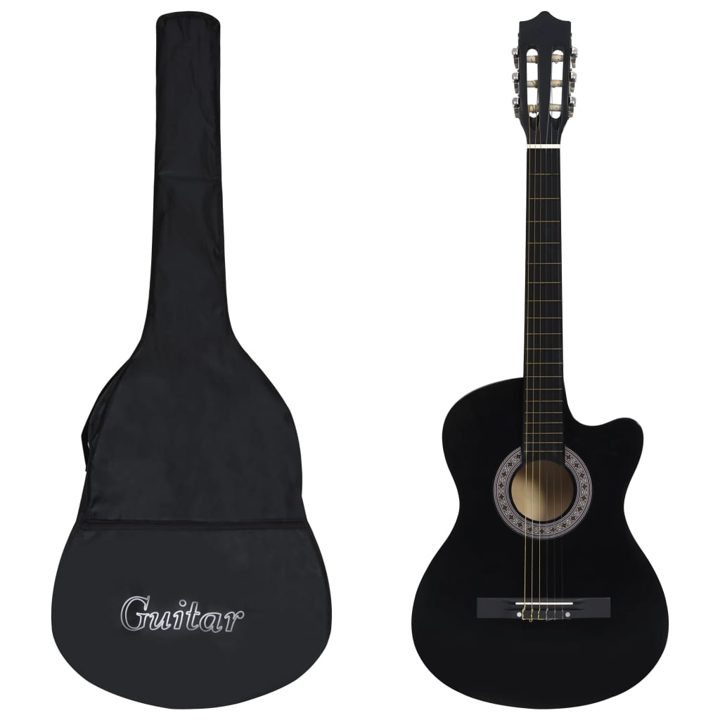 12-częściowy zestaw gitar Vidaxl z 6 strunami Western Classic 38 Black