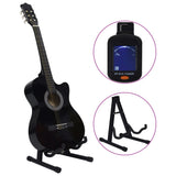 Vidaxl 12-teiliges Gitarrenset mit 6 Saiten Western Classic 38 Schwarz