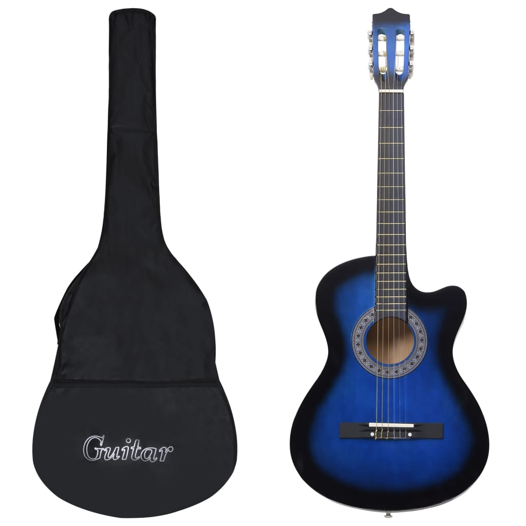 Vidaxl 12-teiliges Gitarrenset mit 6 Saiten Western Classic 38 Blue