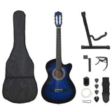 Vidaxl 12-teiliges Gitarrenset mit 6 Saiten Western Classic 38 Blau
