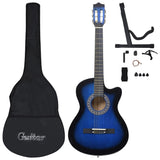 Vidaxl Set di chitarra in 12 parti con 6 corde Western Classic 38 Blue