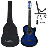 Set di chitarra a 12 pezzi Vidaxl con pareggio e 6 corde blu occidentale