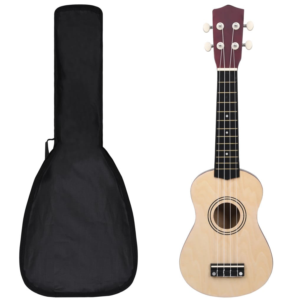 Vidaxl ukuleleset med taske til børn sopran 21 '' Lightwood farvet