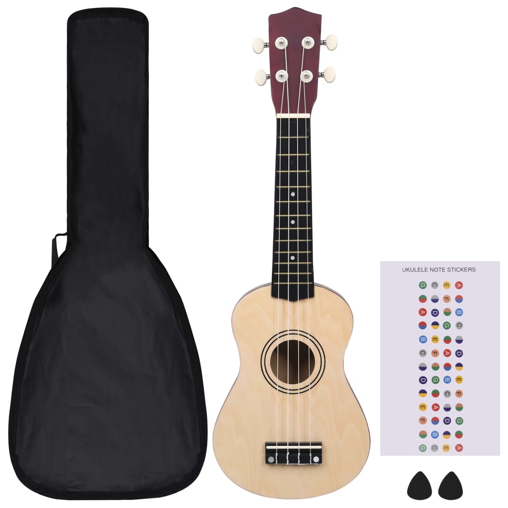 Vidaxl ukuleleset met tas voor kinderen sopraan 21'' lichthoutkleurig