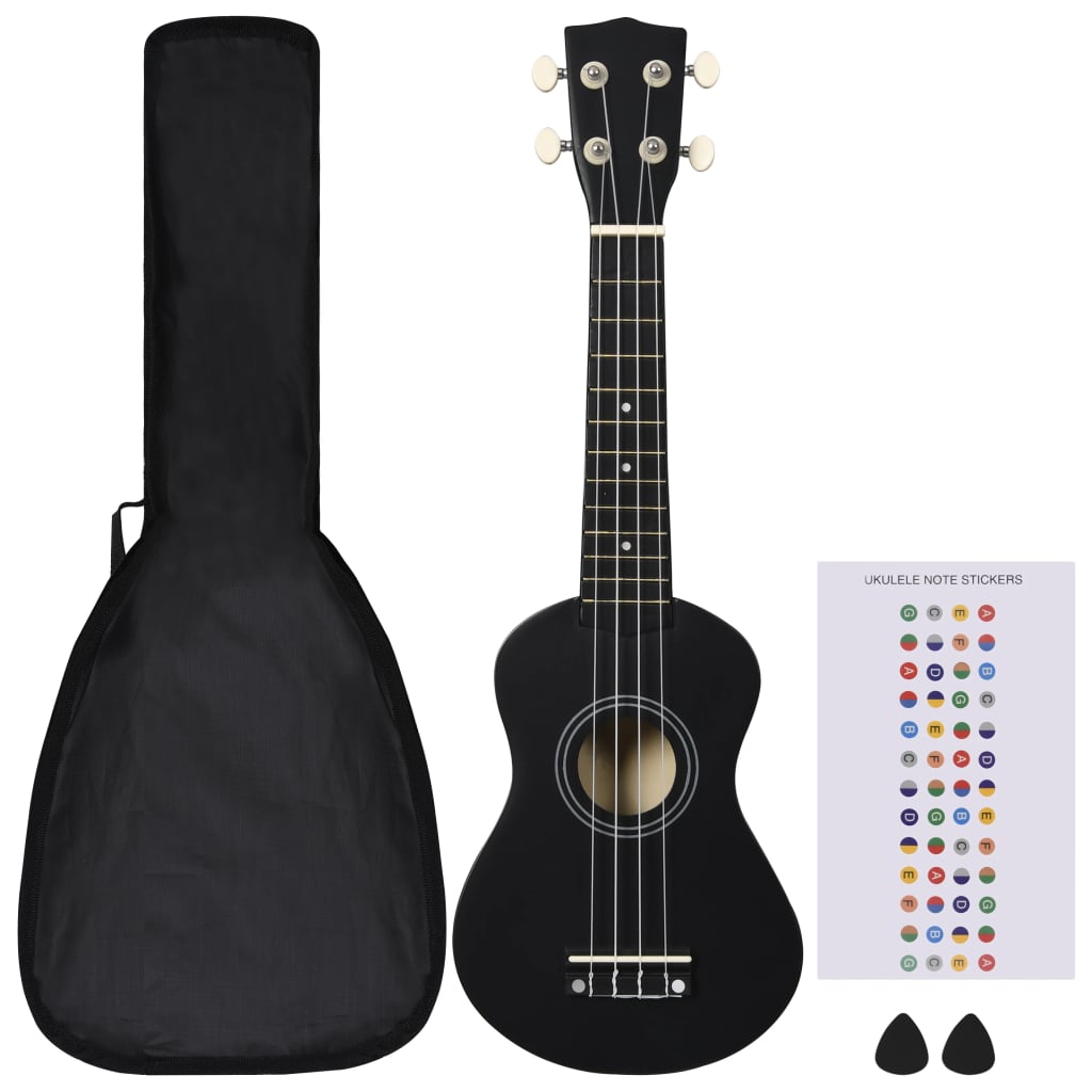 Vidaxl Ukuleleset med veske for barn Soprano 21 '' Svart