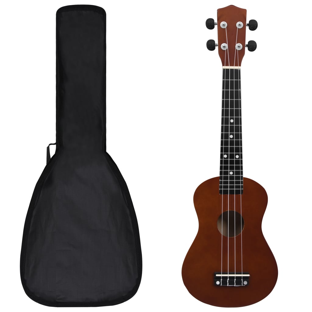 Bidaxl ukuleleset med väska för barn sopran 23 '' Darkhout färgad