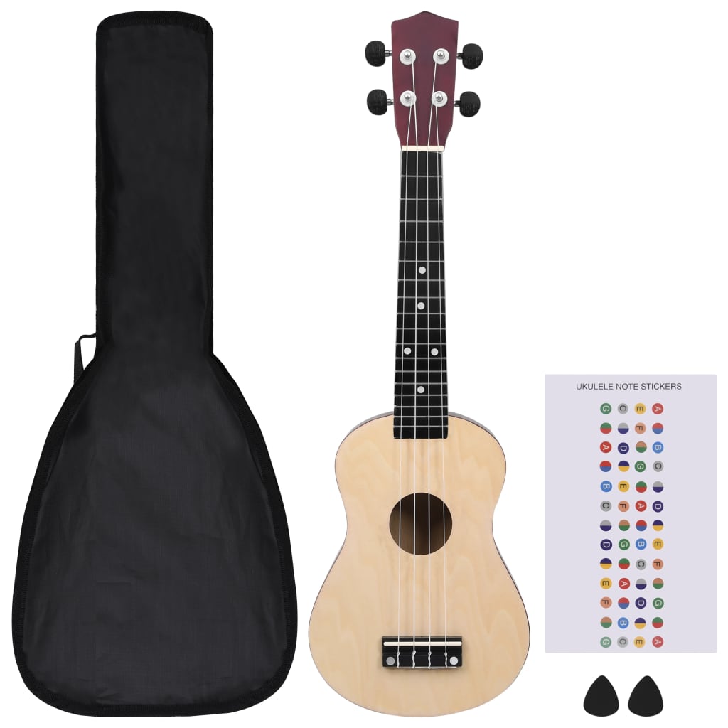 Vidaxl ukulelelet avec sac pour enfants soprano 23 '' coloré en bois clair