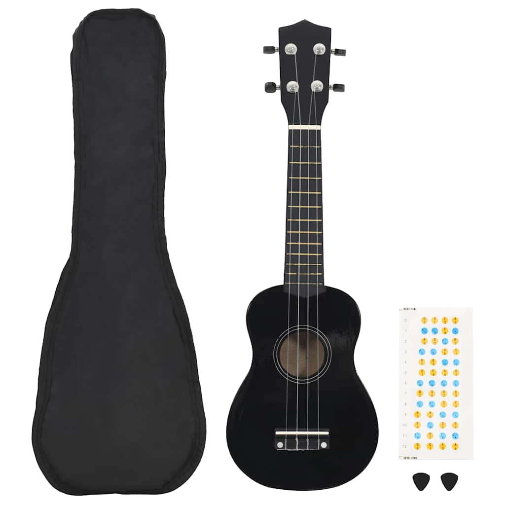 Vidaxl Ukulele-Set mit Tasche für Kinder Sopran 23'' schwarz