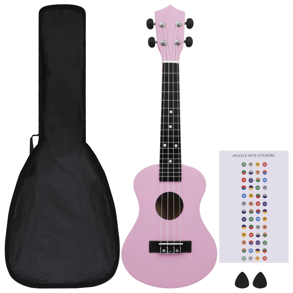 Vidaxl ukuleleset mit Tasche für Kinder Sopran 23 '' Pink