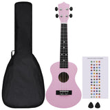 Vidaxl ukuleleset s taškou pro děti soprán 23 '' růžový