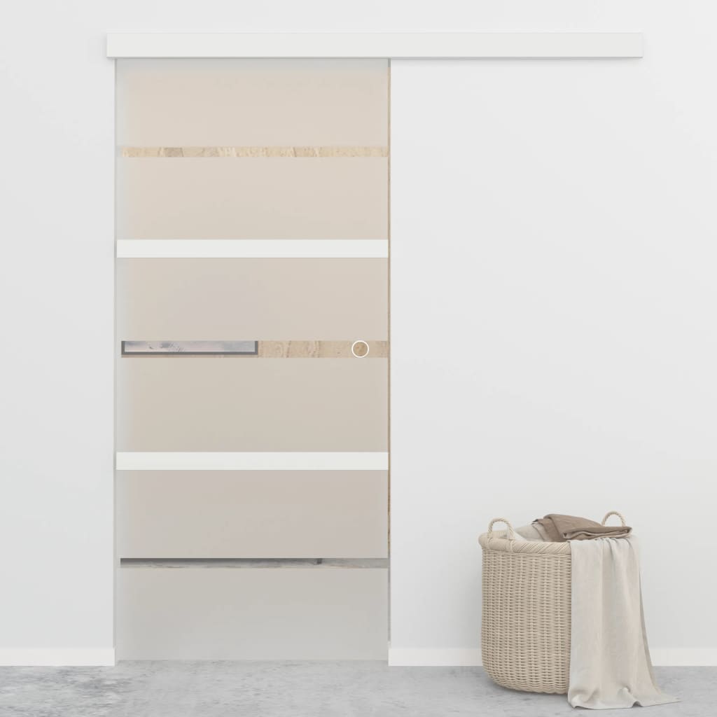 Puerta corredera de Vidaxl con paradas suaves de vidrio ESG de 90x205 cm y aluminio