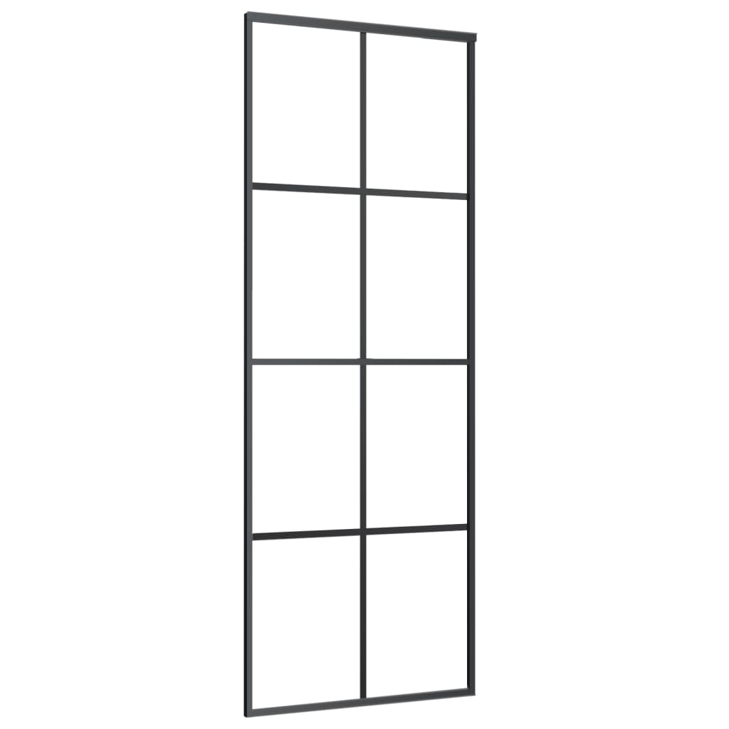 Drsna vrata Vidaxl 76x205 cm aluminij in ESG Glass Black