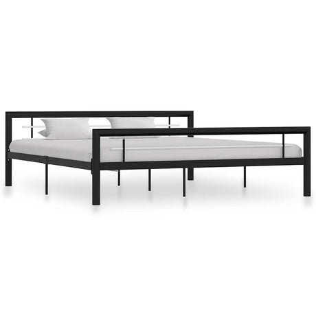 Vidaxl bedframe metaal zwart en wit 180x200 cm