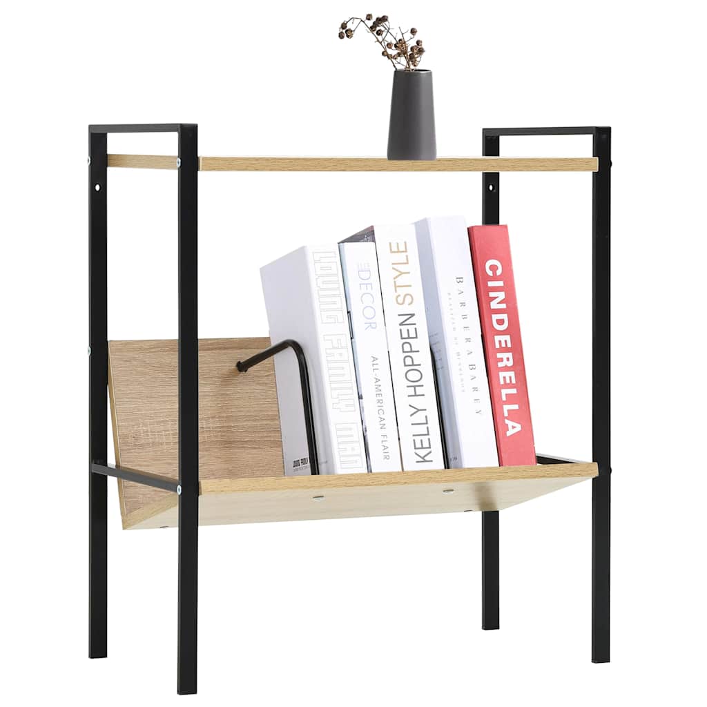 Vidaxl boekenkast 2 schappen 52x28x59 cm bewerkt hout zwart en eiken