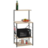 VIDAXL -Mikrowellenschrank 60x39.6x123 cm verarbeitetes Holzschwarz und Eichefarbe