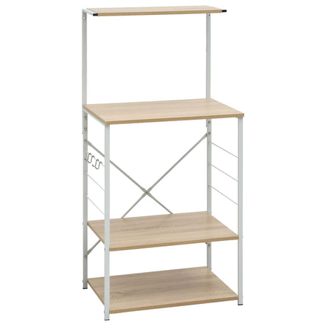 VIDAXL -Mikrowellenschrank 60x39.6x123 cm verarbeitetes Holz weiß und Eichefarbe