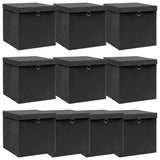 VIDAXL -Speicherboxen mit Deckel 10 PCs 32x32x32 cm Stoff schwarz