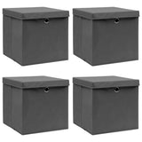 VIDAXL -Speicherboxen mit Deckel 4 PCs 32x32x32 cm Stoff grau