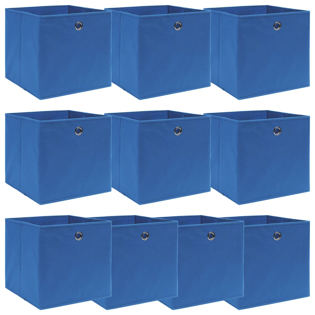 Scatole di archiviazione Vidaxl 10 PC 32x32x32 cm tessuto blu