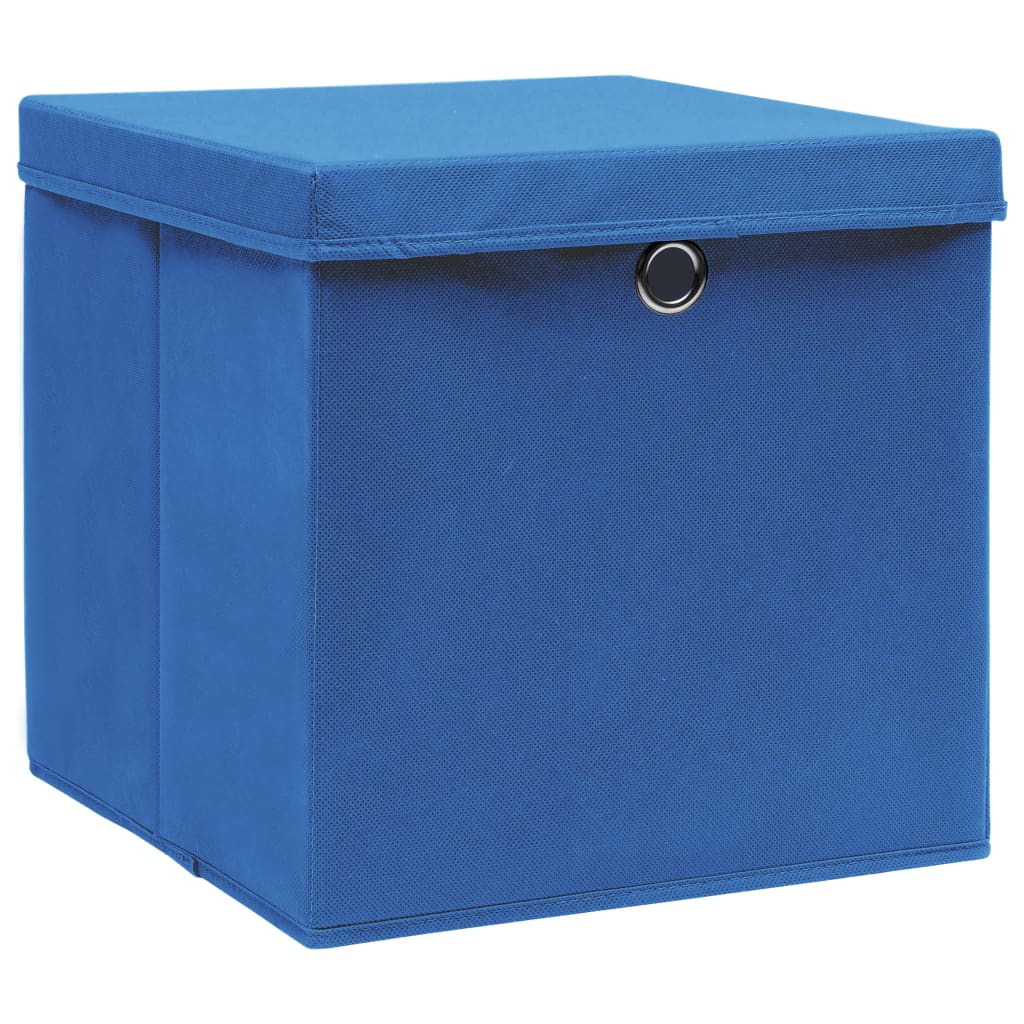 Scatole di archiviazione Vidaxl con coperchio da 10 pezzi 32x32x32 cm tessuto blu