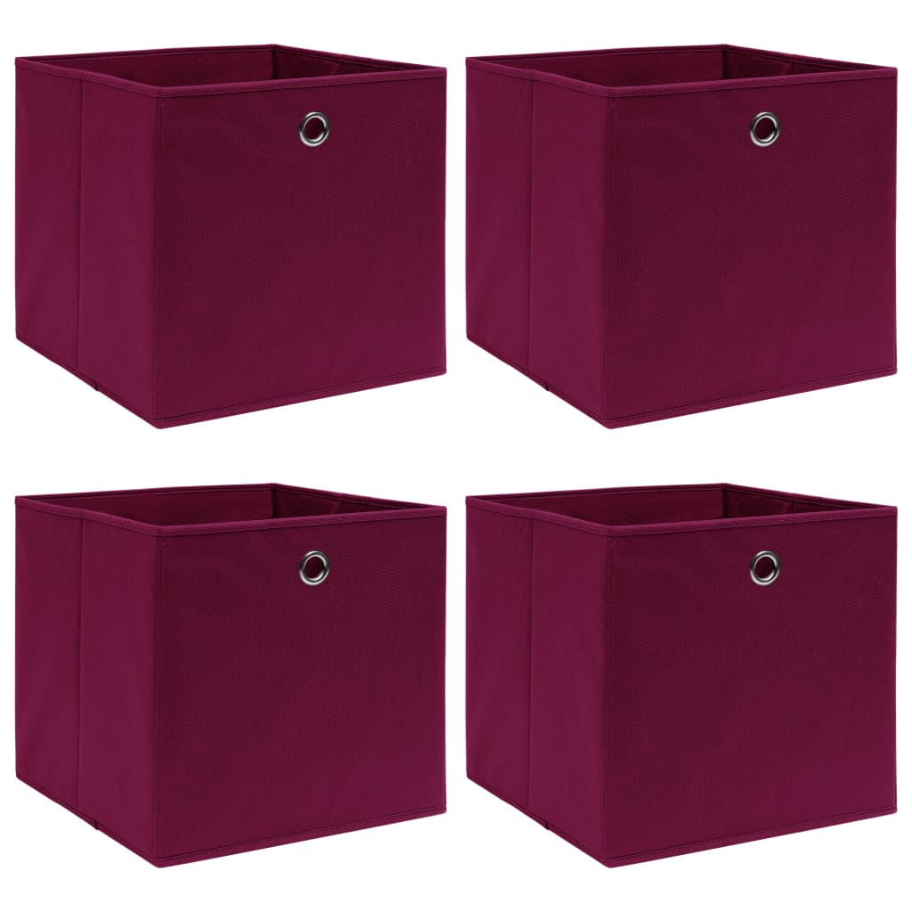 Vidaxl storage boxes 4 pcs 32x32x32 cm fabric dark red