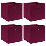 Vidaxl storage boxes 4 pcs 32x32x32 cm fabric dark red