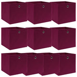 Vidaxl storage boxes 10 pcs 32x32x32 cm fabric dark red