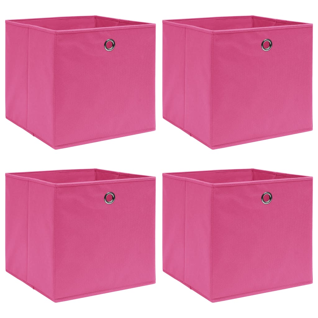 Cajas de almacenamiento de Vidaxl 4 PCS 32x32x32 CM Fabric Pink