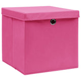 Vidaxl oppbevaringsbokser med lokk 10 stk 32x32x32 cm stoff rosa