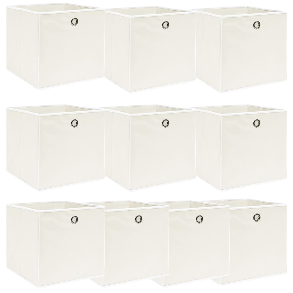 Boîtes de rangement Vidaxl 10 PCS 32x32x32 cm Fabric blanc