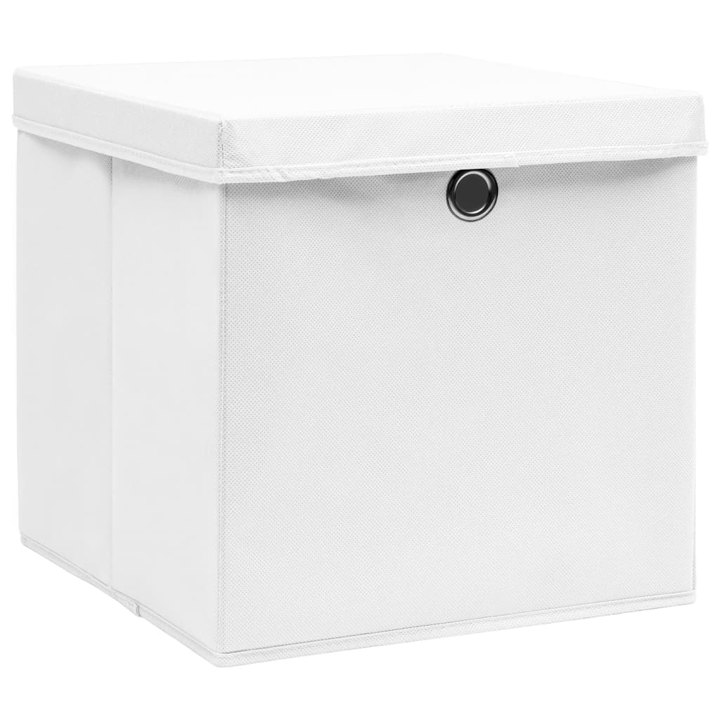 Cajas de almacenamiento de Vidaxl con tapa 10 PCS 32x32x32 CM Fabric White