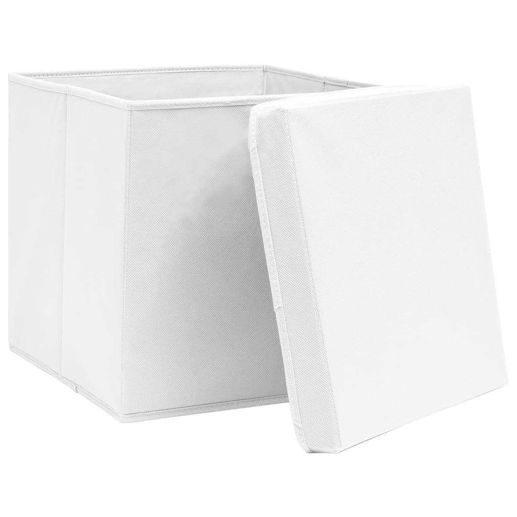 Cajas de almacenamiento de Vidaxl con tapa 10 PCS 32x32x32 CM Fabric White