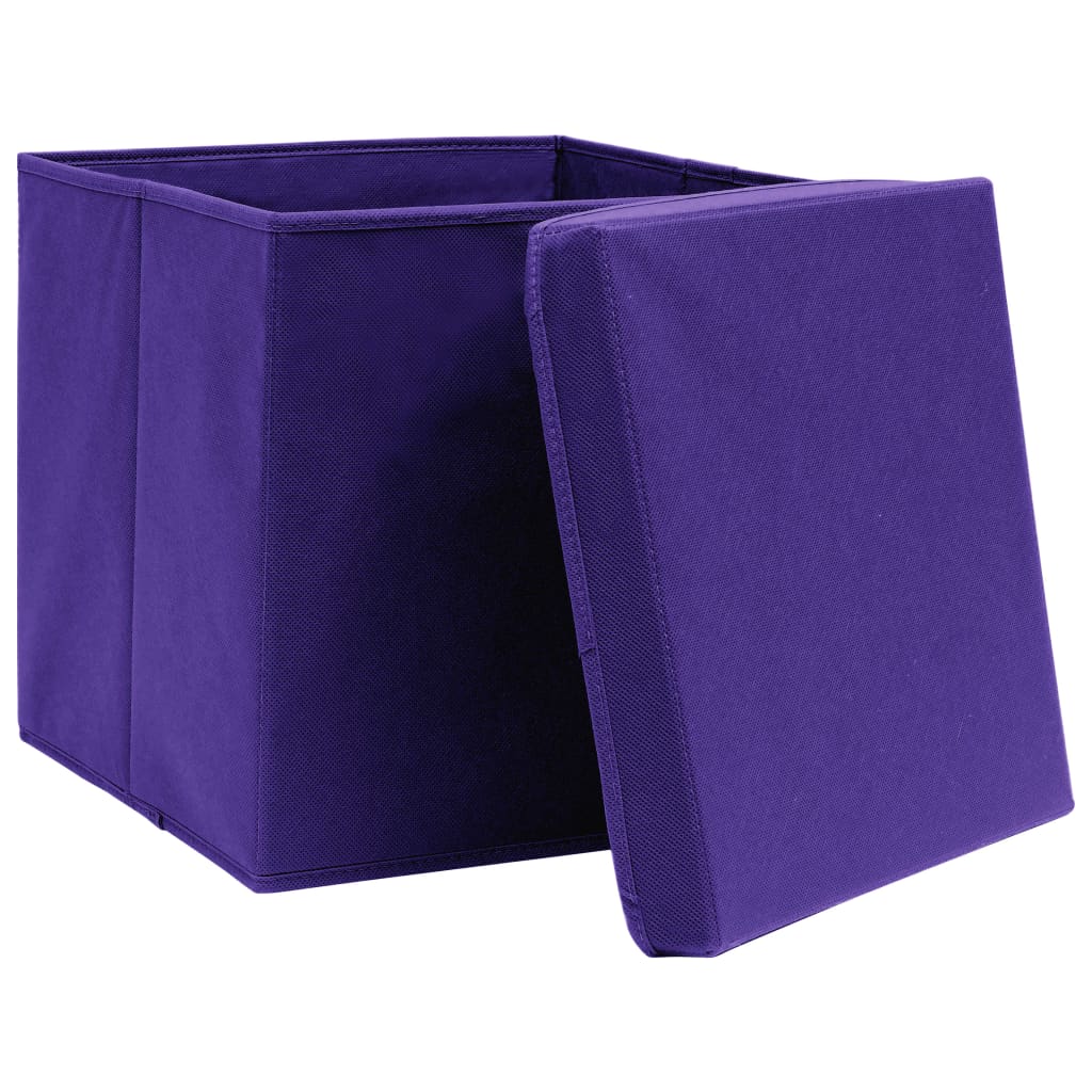 Úložné boxy Vidaxl s víkem 4 ks 32x32x32 cm tkanina fialová