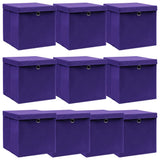 VIDAXL -Speicherboxen mit Deckel 10 PCs 32x32x32 cm Stoff lila lila