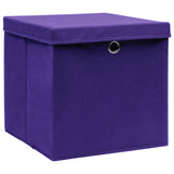 Vidaxl storage boxes with lid 10 pcs 32x32x32 cm fabric purple