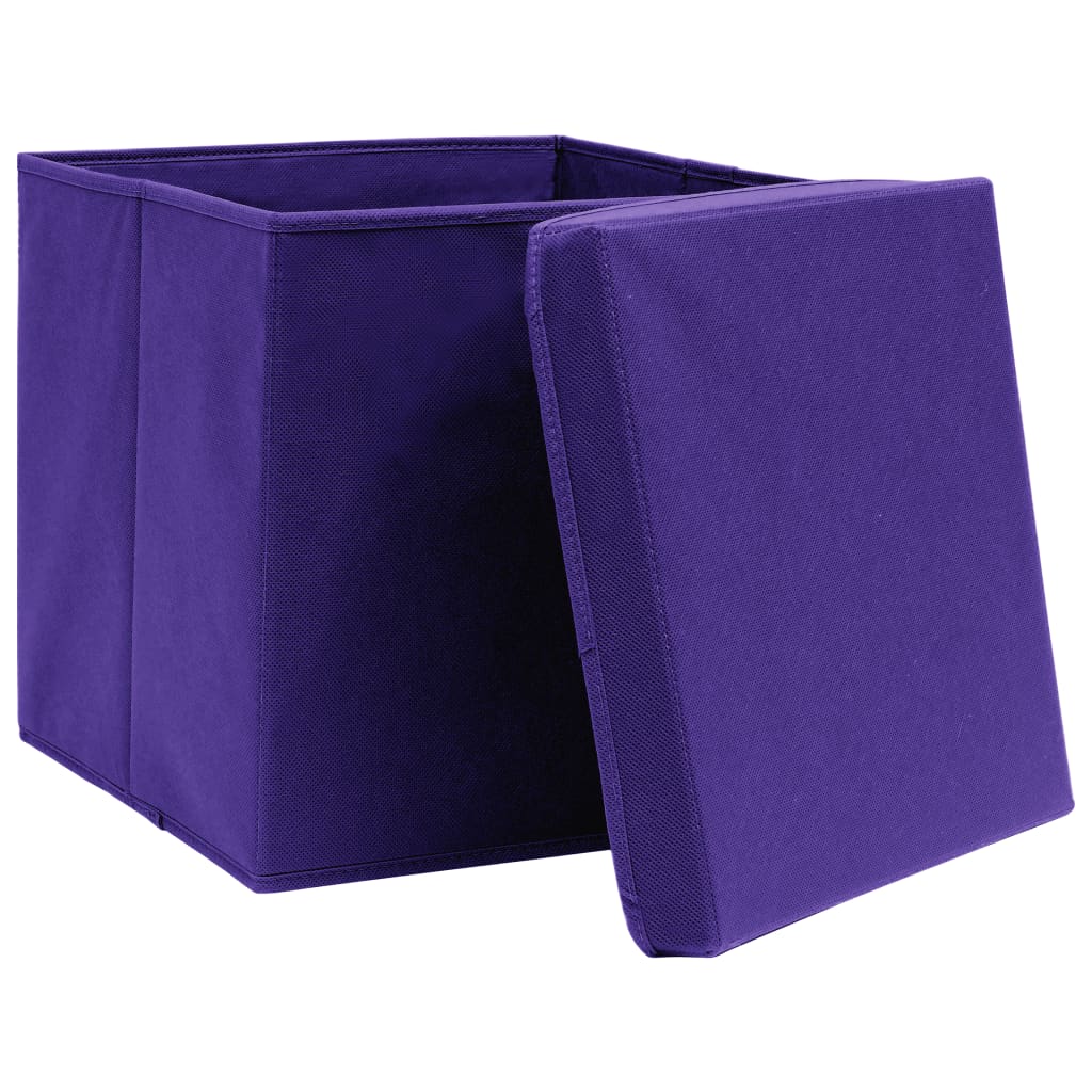 Scatole di archiviazione Vidaxl con coperchio 10 pezzi 32x32x32 cm in tessuto viola