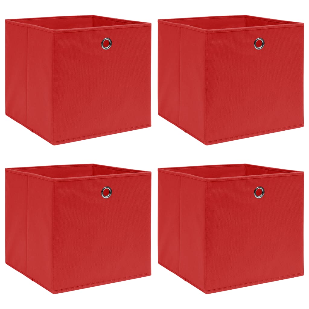 Cajas de almacenamiento de Vidaxl 4 PCS 32X32X32 CM Fabric Rojo