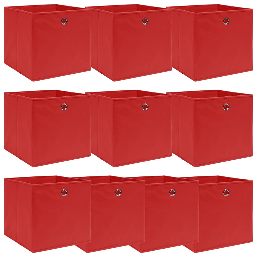 Scatole di archiviazione Vidaxl 10 PC 32x32x32 cm tessuto rosso