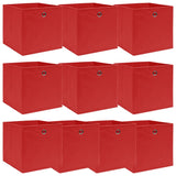 Vidaxl opbergboxen 10 st 32x32x32 cm stof rood