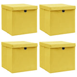 VIDAXL -Speicherboxen mit Deckel 4 PCs 32x32x32 cm Stoff gelbgelb