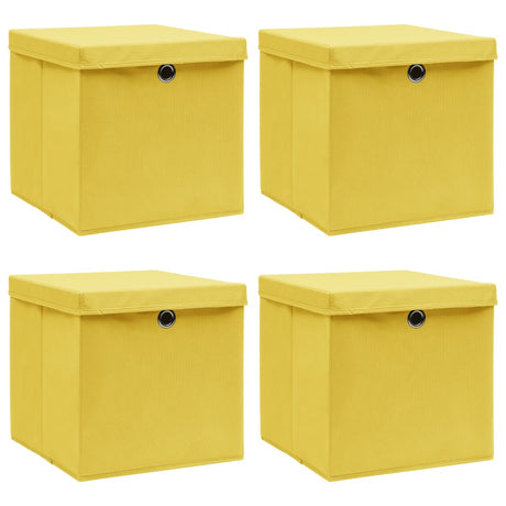 VIDAXL -Speicherboxen mit Deckel 4 PCs 32x32x32 cm Stoff gelbgelb