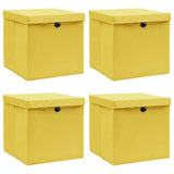 VIDAXL -Speicherboxen mit Deckel 4 PCs 32x32x32 cm Stoff gelbgelb